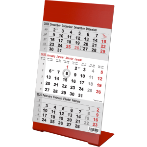 Kantoorkalender 3-maand 2025 Color rood