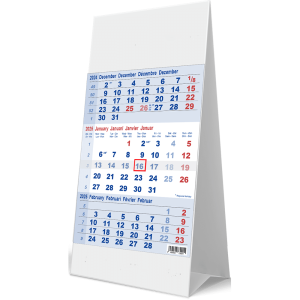 Kantoorkalender 3-maand 2025 blauw