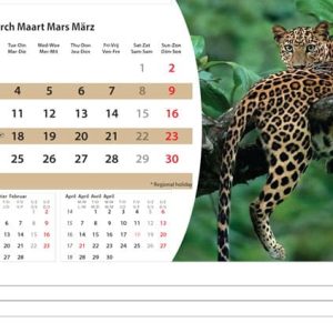 Bureaukalender Wildlife 2025 - Maart