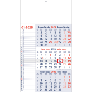 3-maandkalender Memo blauw 2025