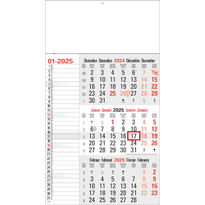 3-maandkalender Memo grijs 2025