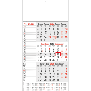 3-maandkalender Memo met jaaroverzicht 2025
