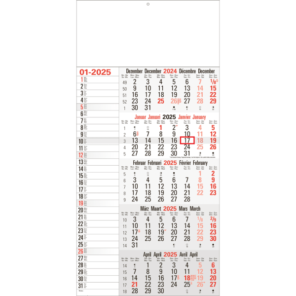 5-maandkalender Memo 2025