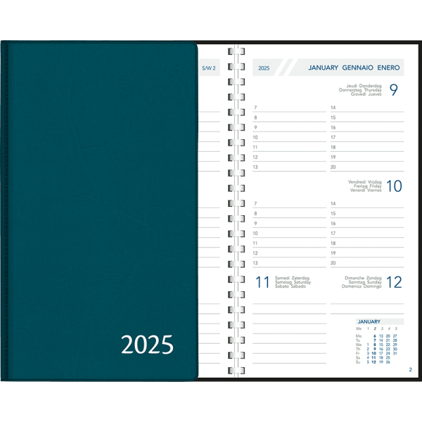 Zakagenda Visuplan 2025 spiraal blauwgroen