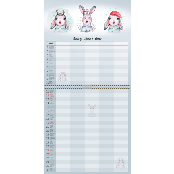 Muurkalender Family Planner 2025 - januari