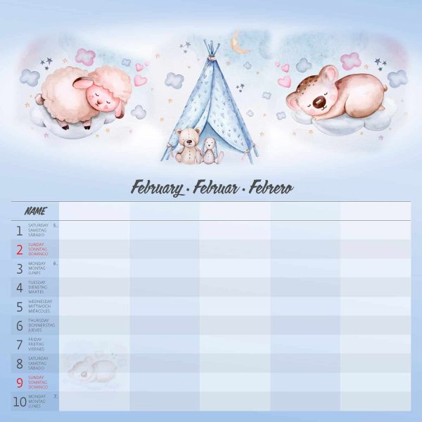 Muurkalender Family Planner 2025 - Februari