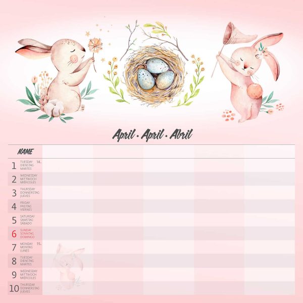 Muurkalender Family Planner 2025 - April