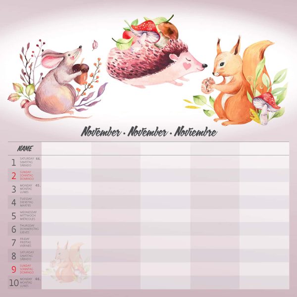 Muurkalender Family Planner 2025 - November